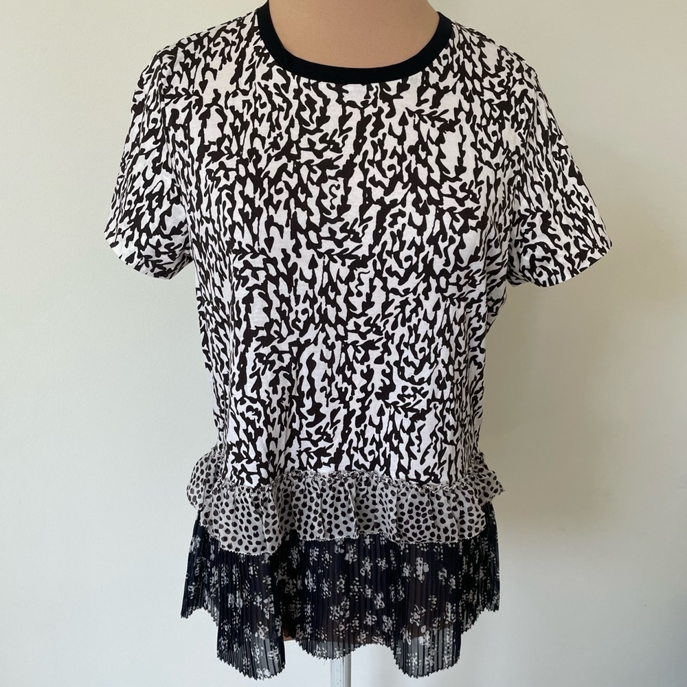 Dorothee Schumacher Multi Print Tiered Cotton Short Sleeve Top NWOT Size 3/M